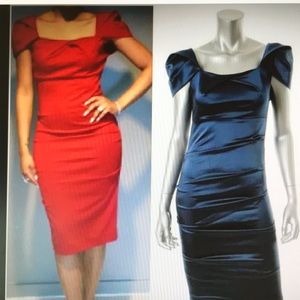 NICOLE MILLER Sz0 Navy Stretch Cap Sleeve Dress